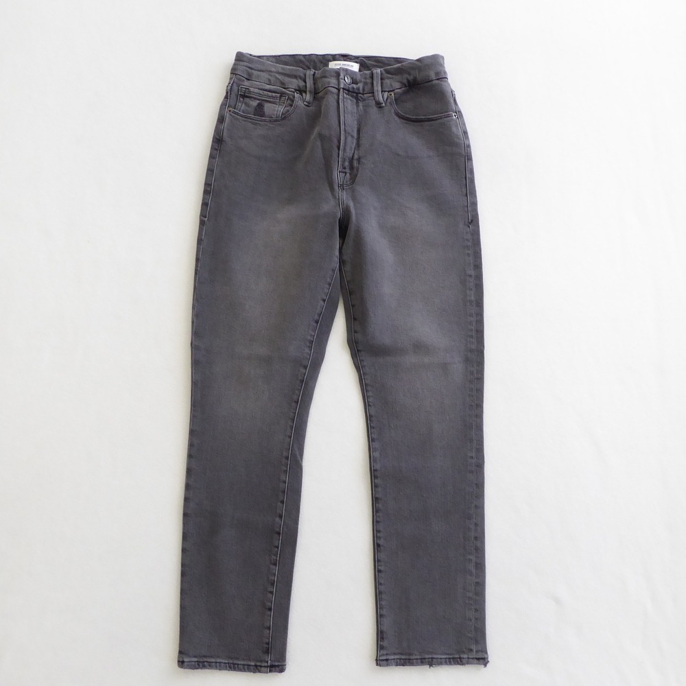 Good American Good Classic High Rise Grey Wash Distressed Hem Jeans Size 8/29